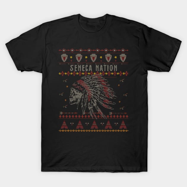 Seneca Nation American Indian Tribe Ugly Christmas Holiday T-Shirt by The Dirty Gringo